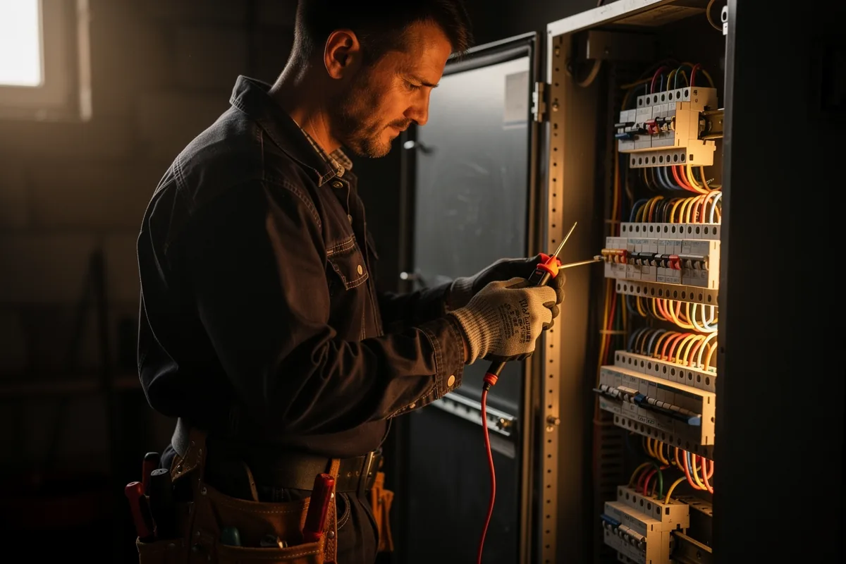 Électricien au travail