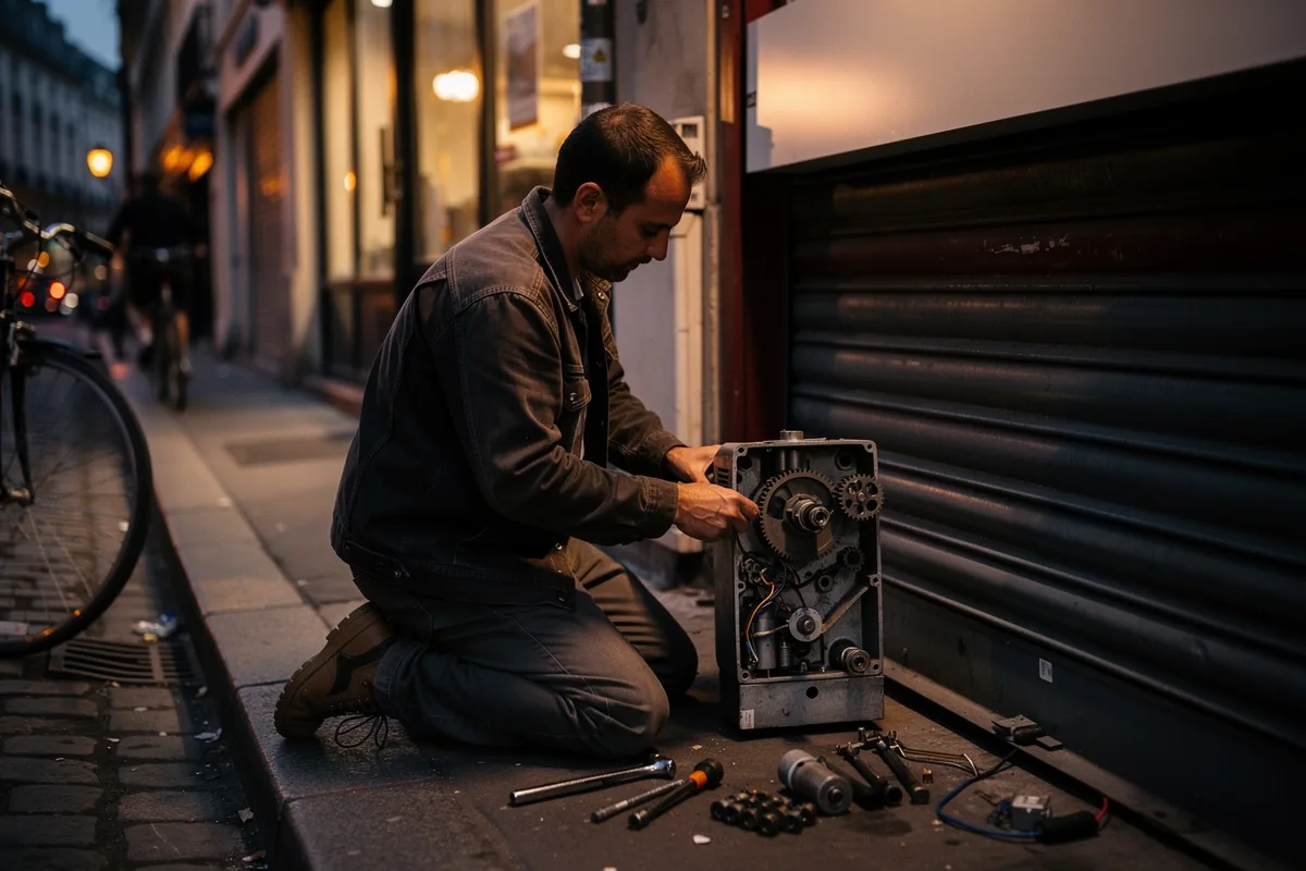 Porte de garage au travail