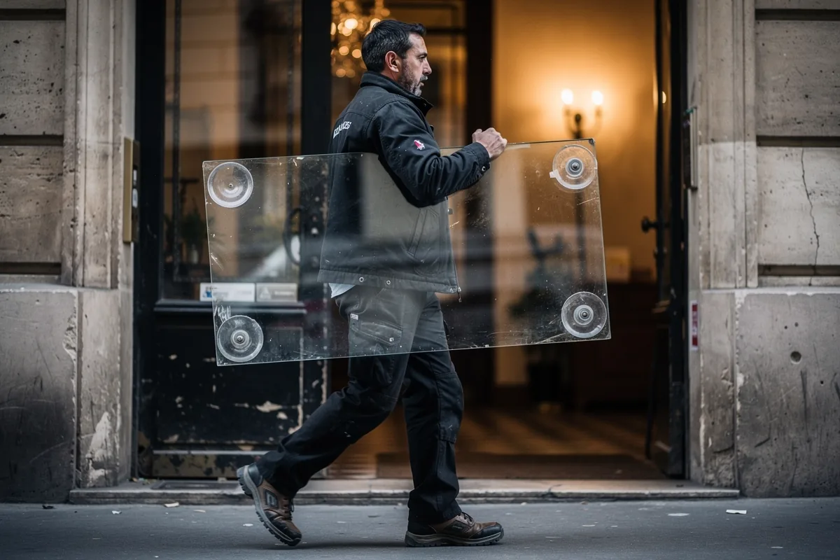 Vitrier au travail